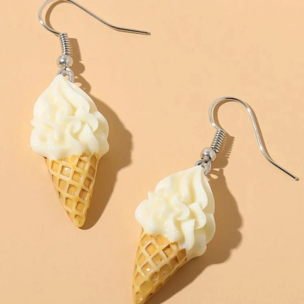Ice Cream Waffle Cone Dangle Earrings - Picture 5 of 5